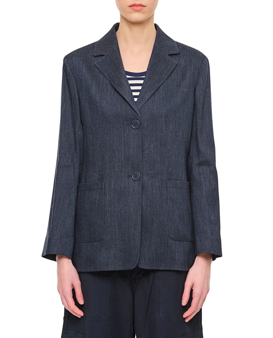 Derna' Tailored Blue Jacket With Front Button Fastening