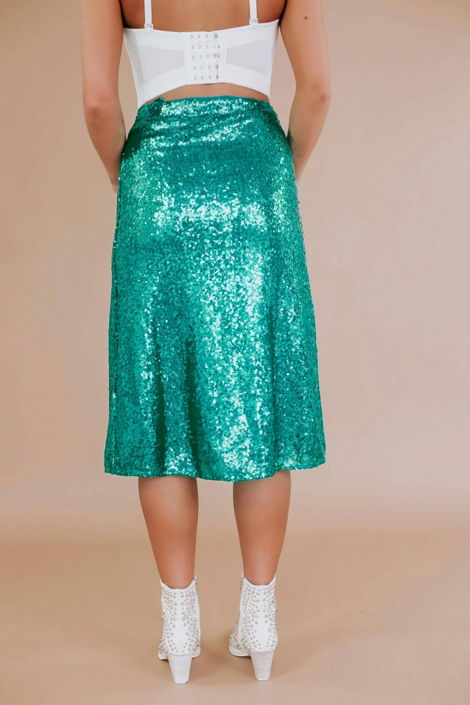 More Of Glam Sequin Skirt In Emerald
