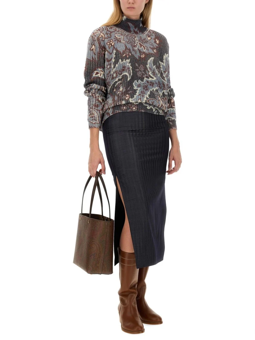 Wool Blend Pencil Skirt