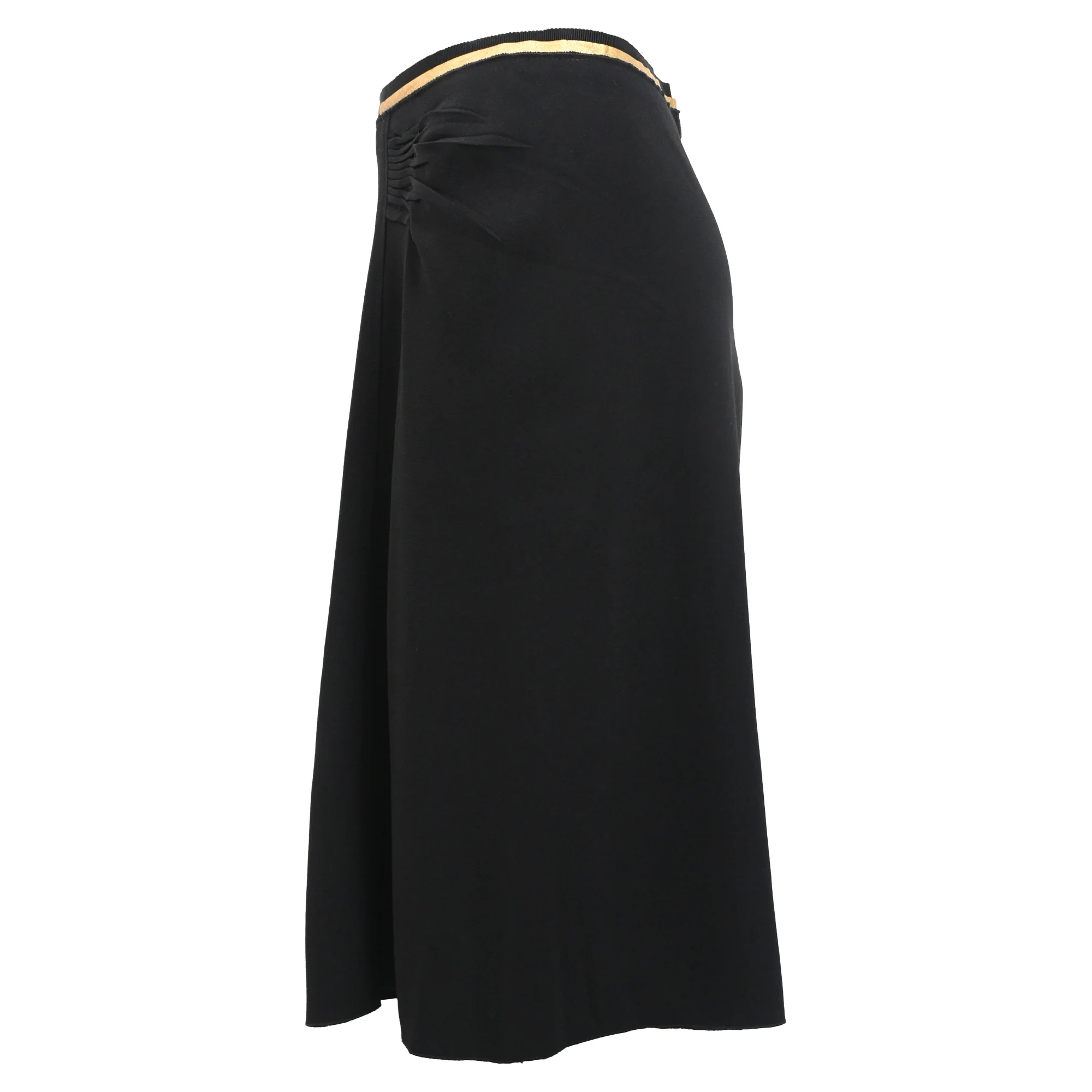 Prada Scrunch-Detail Midi Skirt in Black Viscose