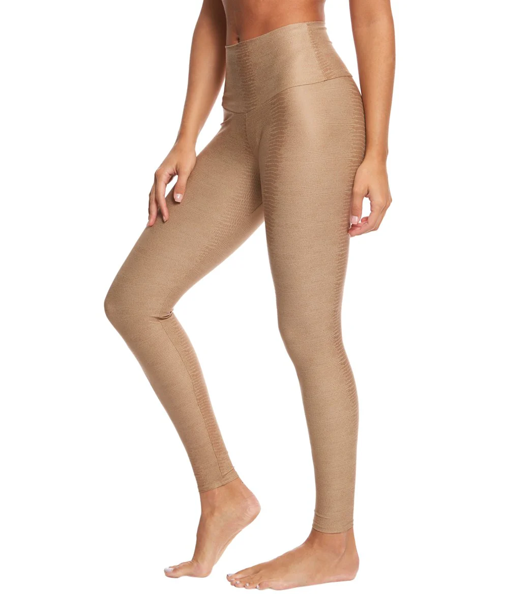 Onzie High Waisted Yoga Leggings Taupe Snake