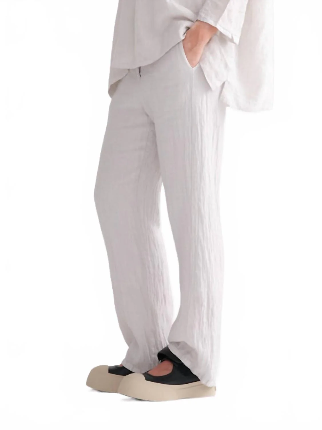 Wide Leg Linen Pant In Chalk