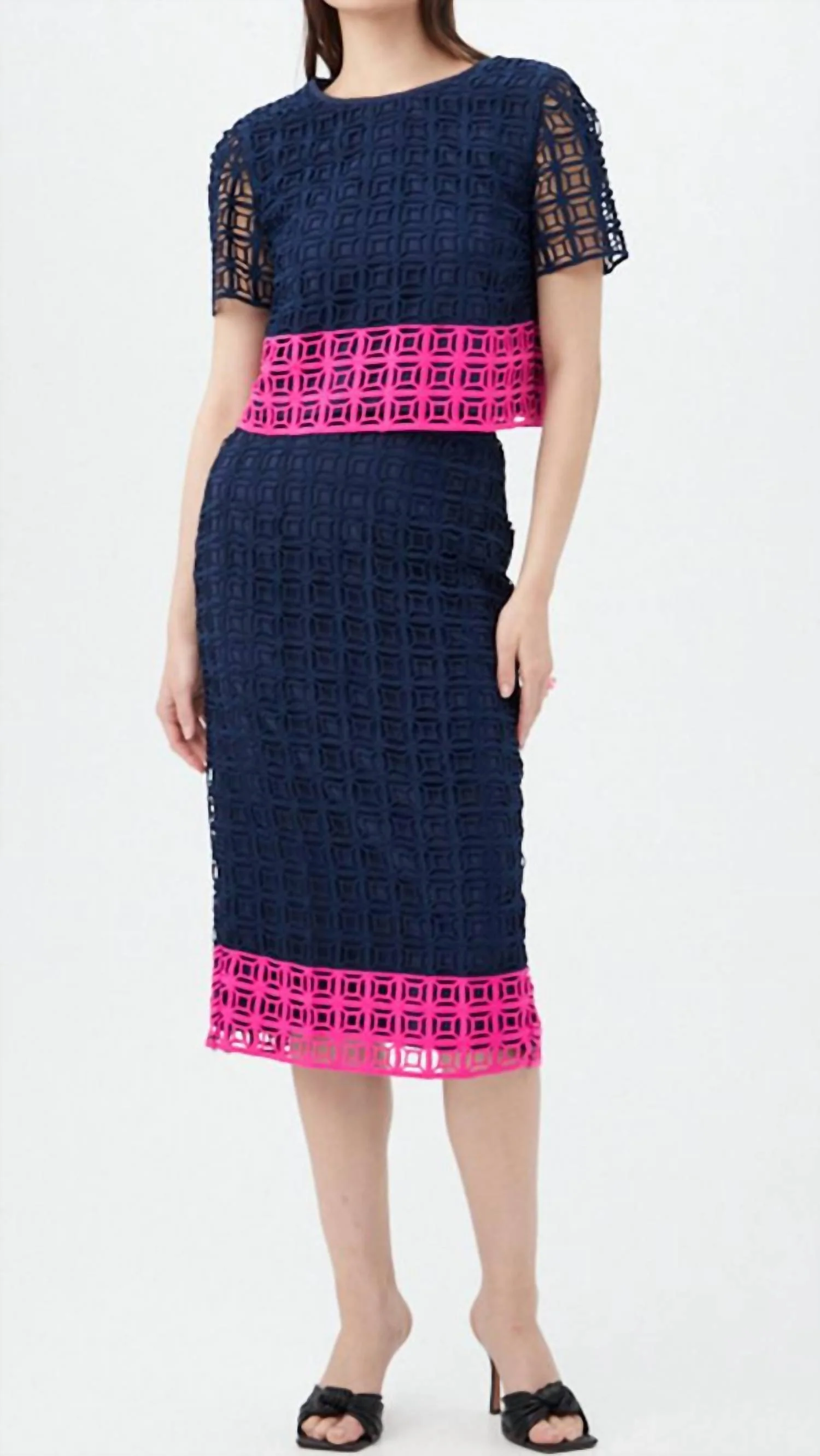 Dita Pencil Skirt In Indigo/petal