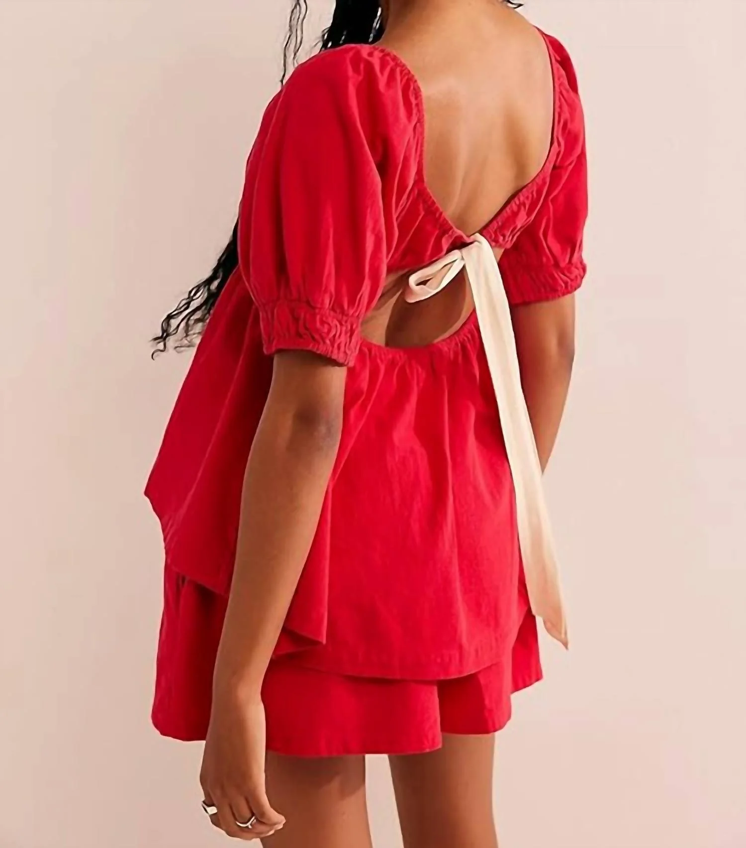 Tessa Puff Sleeve Short Set In Tomato