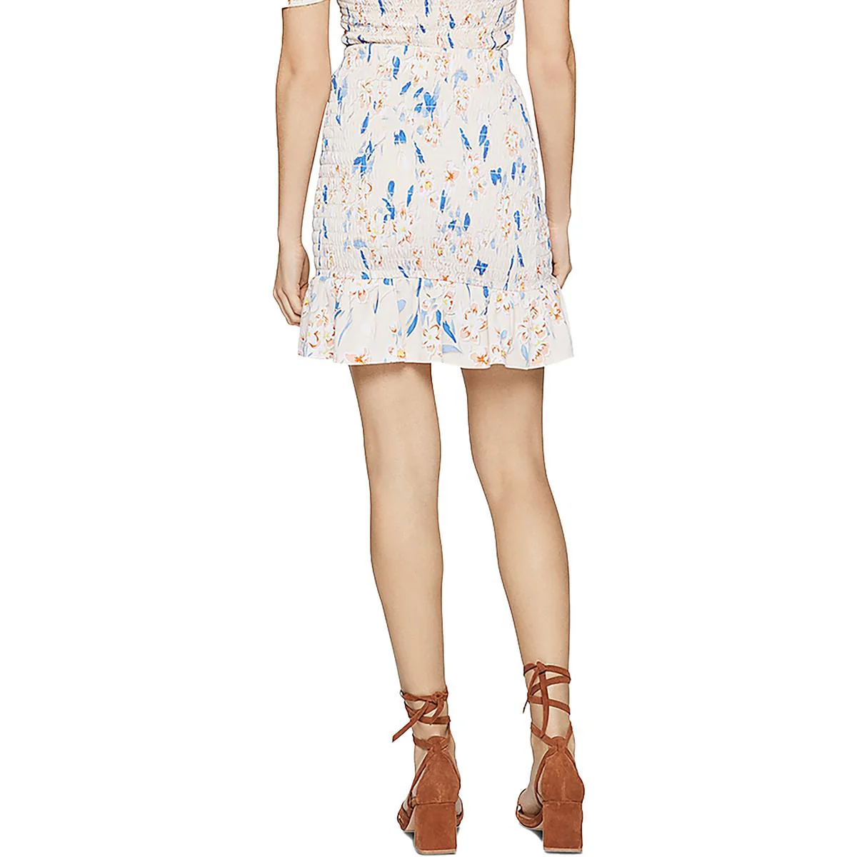 Womens Smocked Printed Mini Skirt