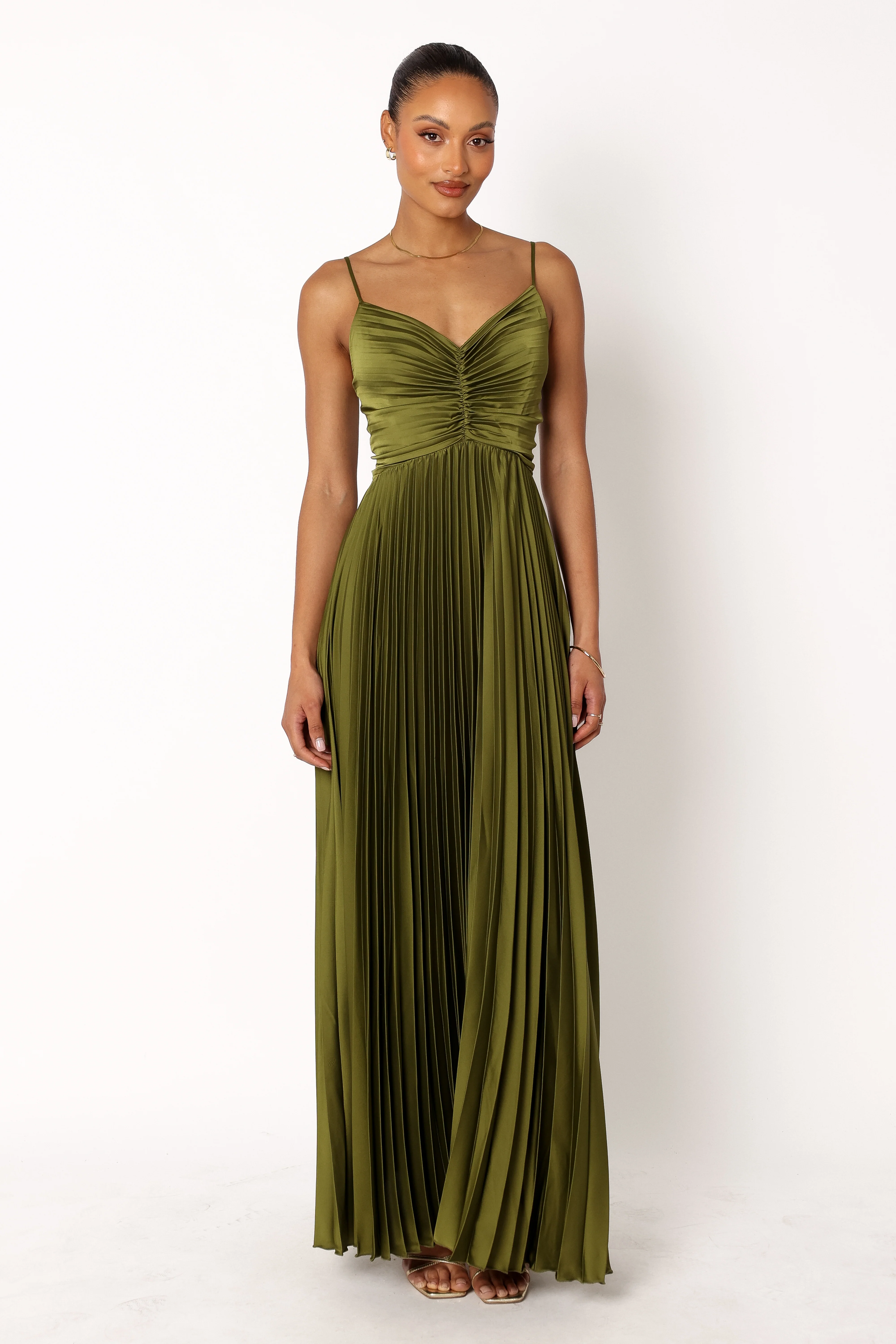 Naira Pleated Maxi Dress - Palm Green