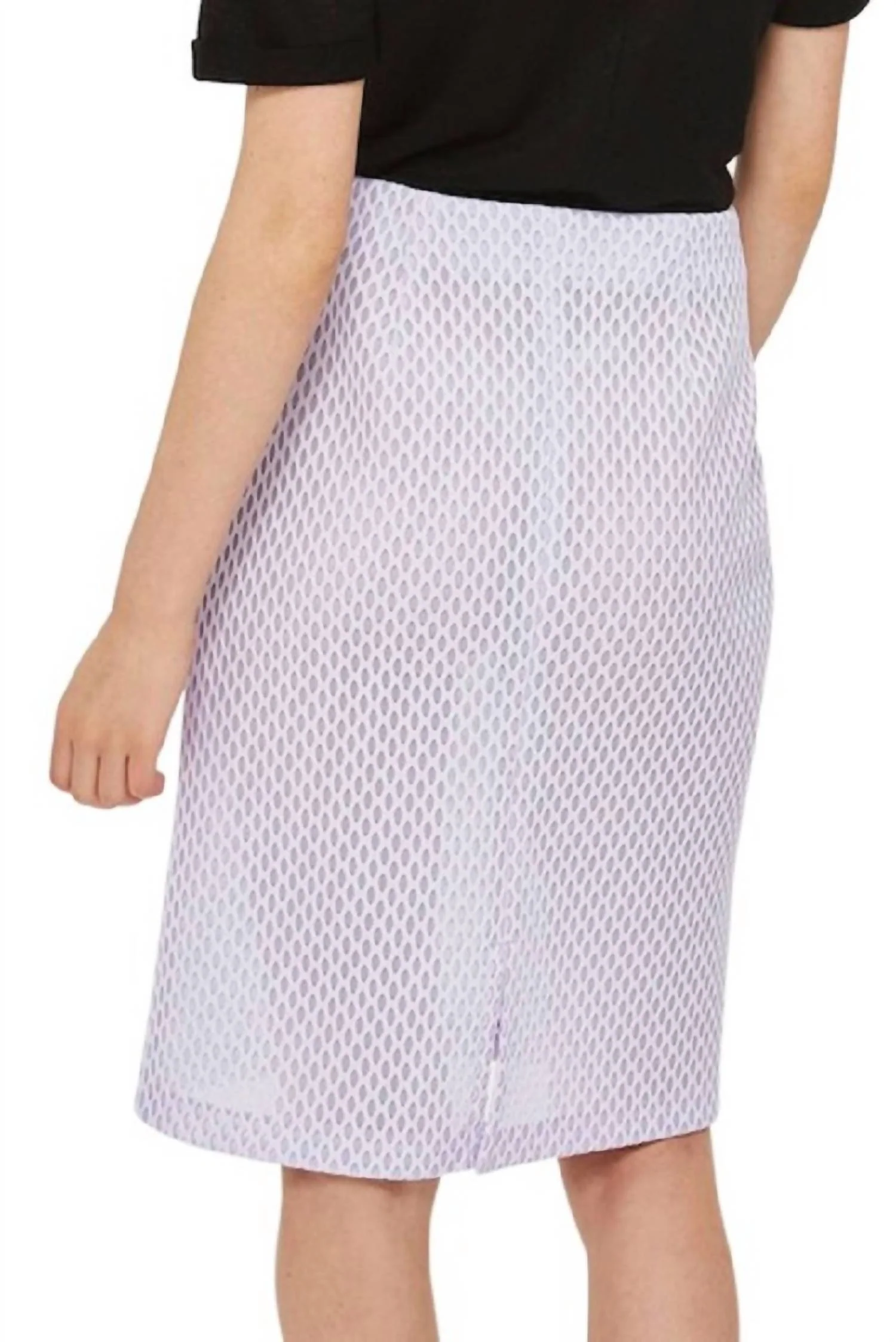 Airtex Mesh Pencil Front Zip Skirt In Purple