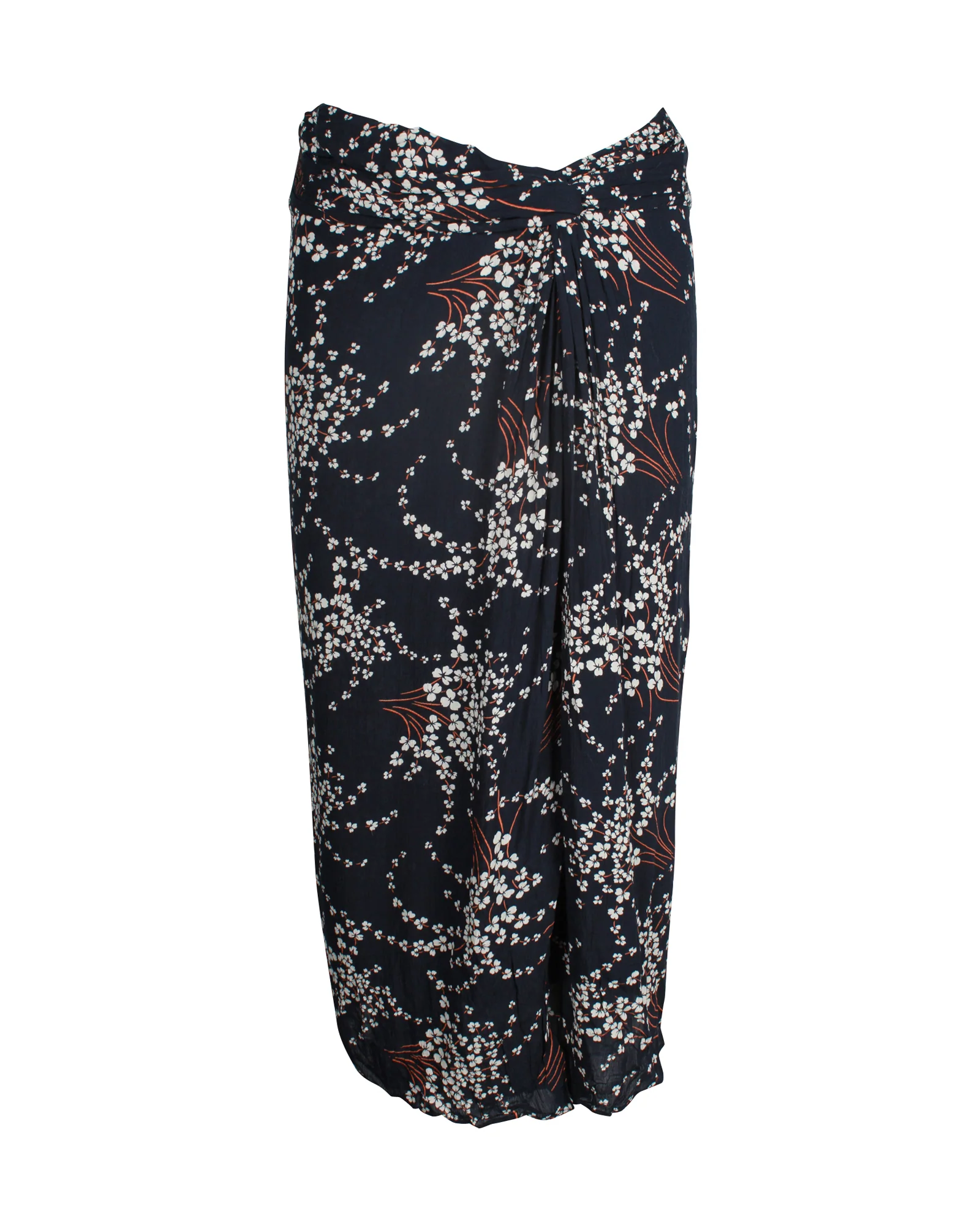 Ba&Sh Omille Floral Knee-length Skirt in Navy Blue Cotton