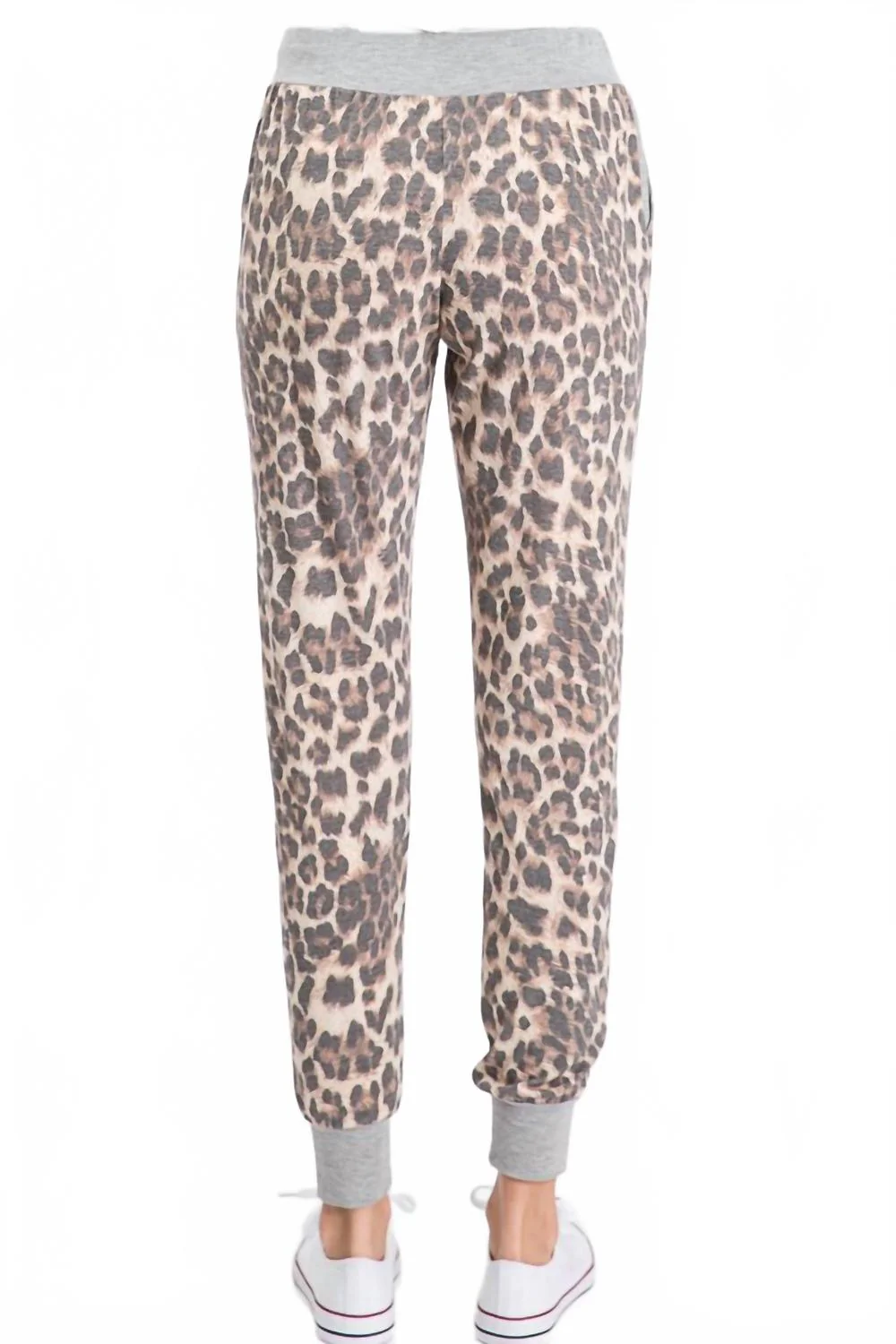 Animal Print Joggers In Brown