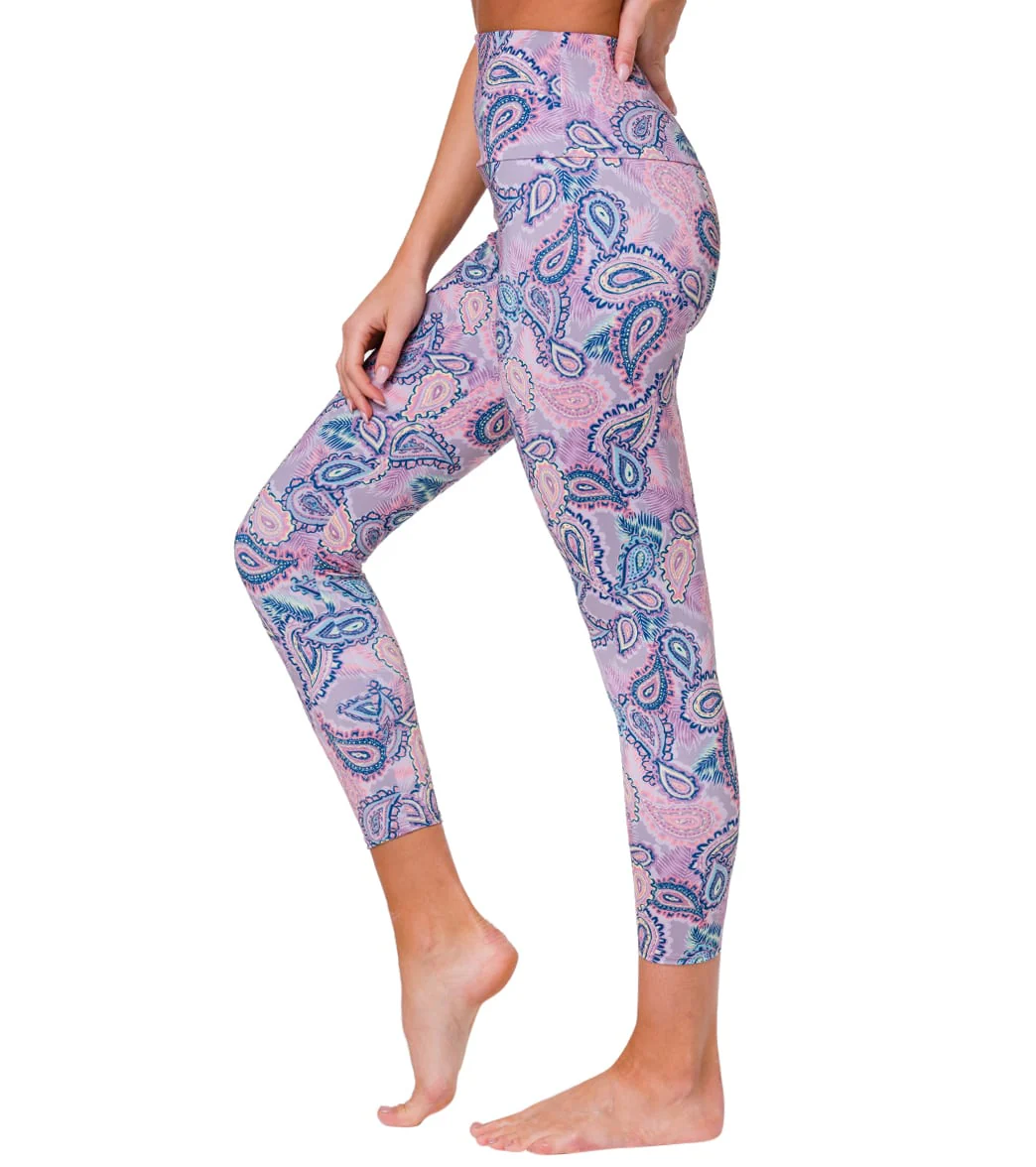 Onzie High Waisted Basic 7/8 Yoga Leggings Tropical Paisley