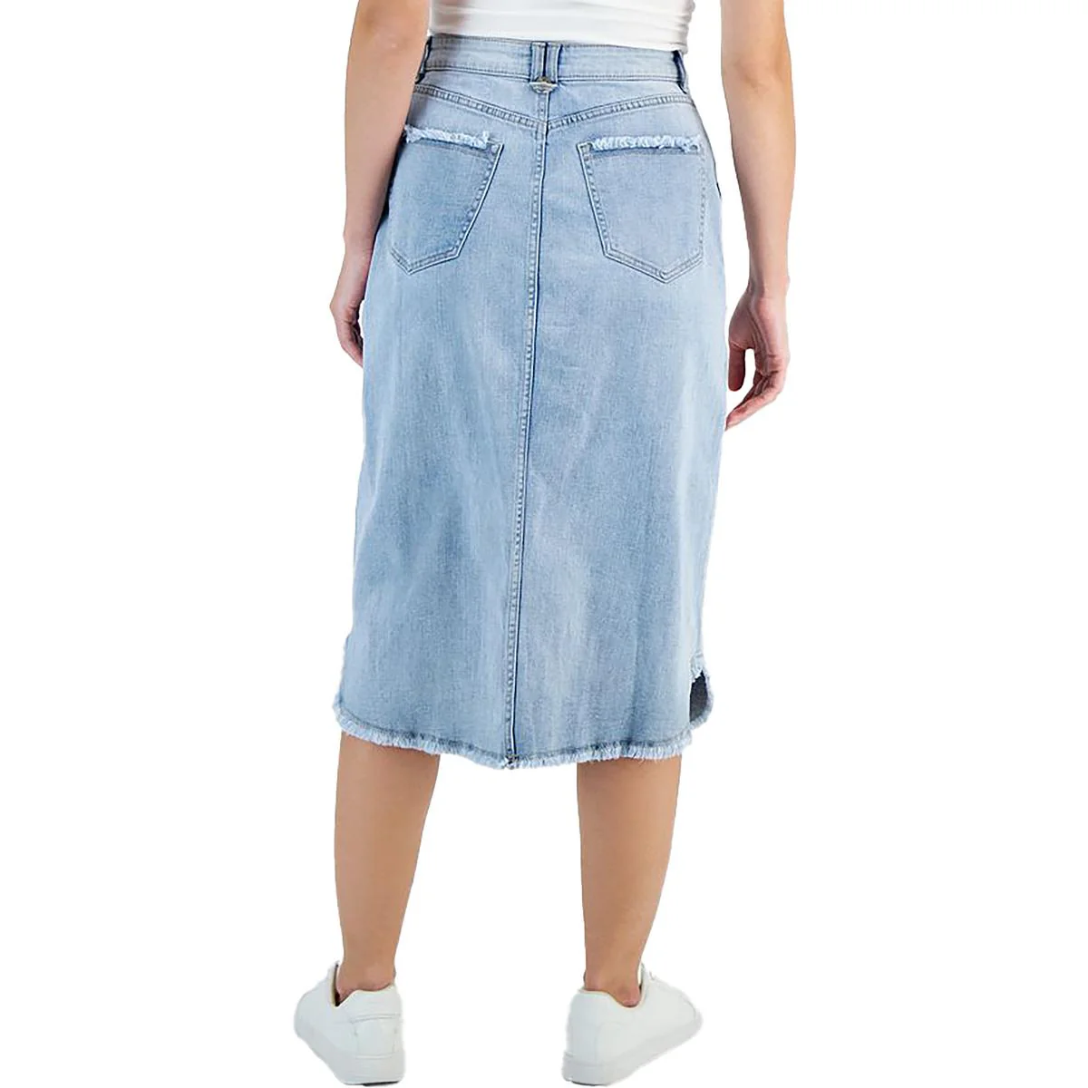Womens Pocket Denim Midi Skirt