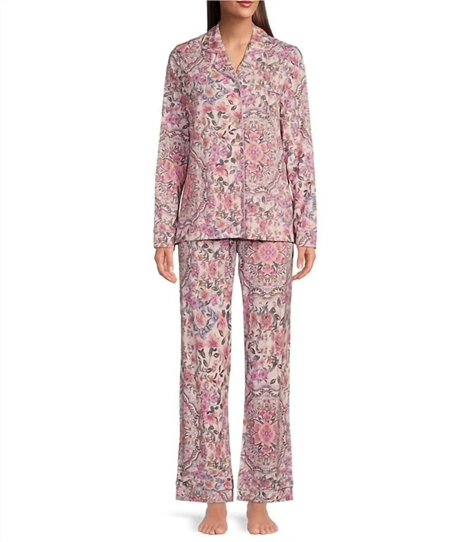 Aussie Long Sleeve Pajama Set In Pink Multi