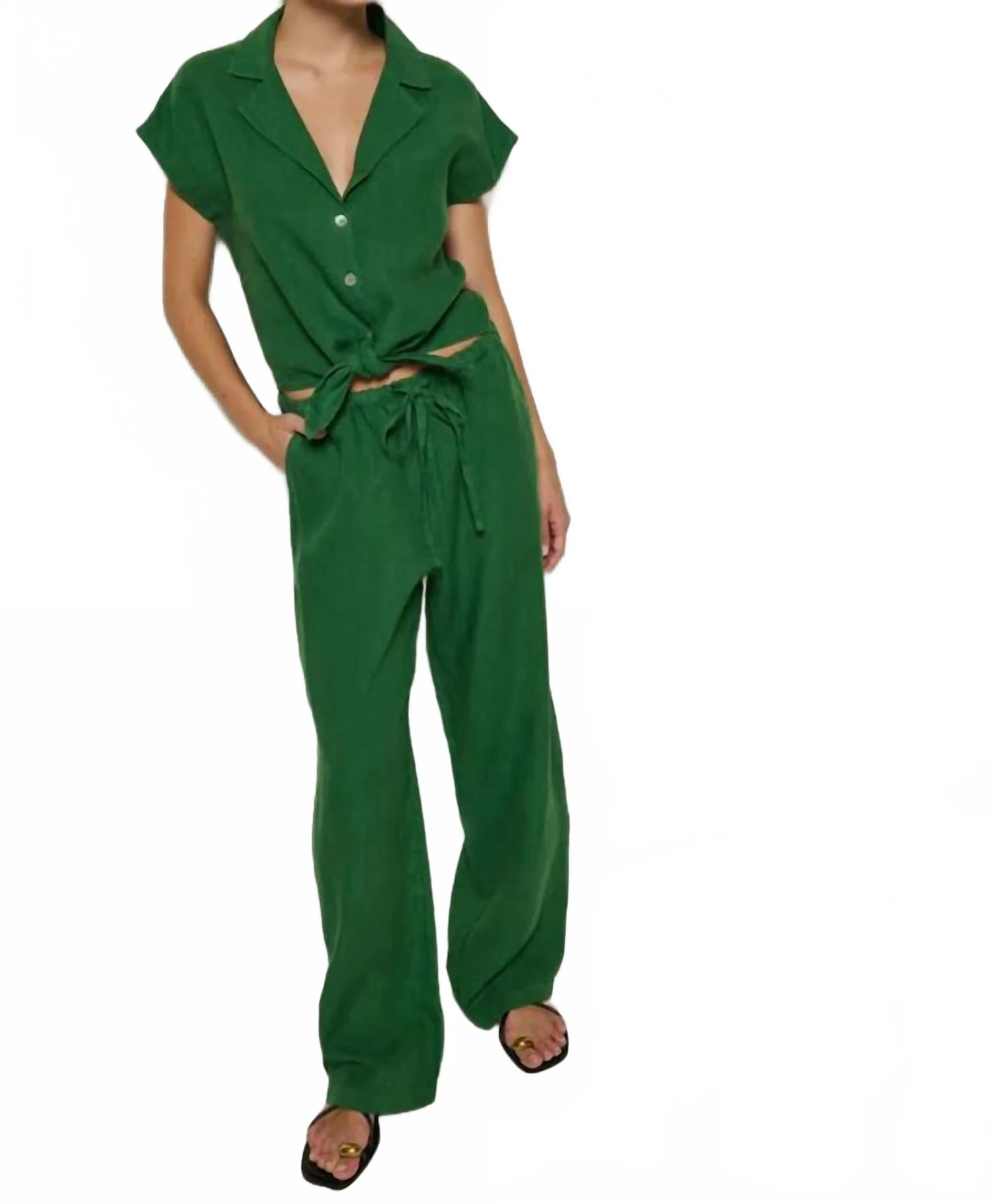 Lucia Tie Waist Pant In Green