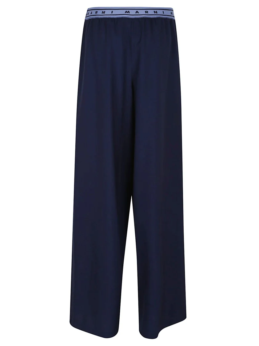 Palazzo Trousers In Lightweight Wool Blend