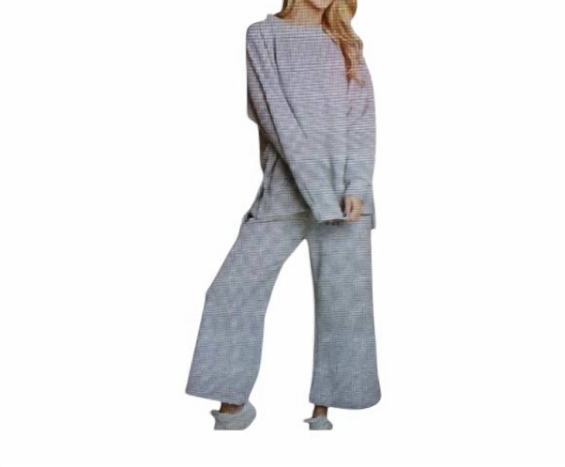 Womens Solid Textured Matching Set In H. Gray