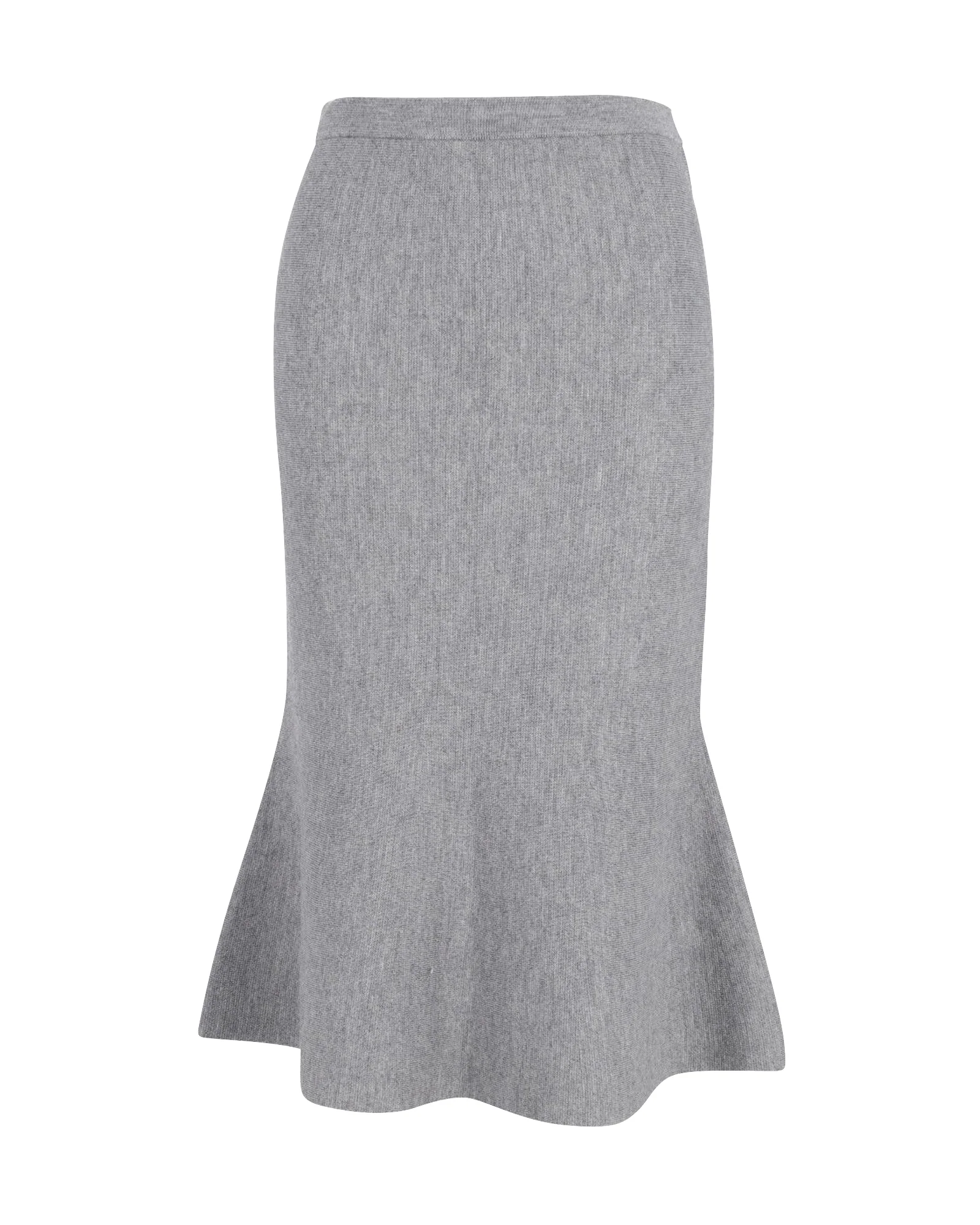 Iris & Ink Knit Flared Skirt in Gray Wool