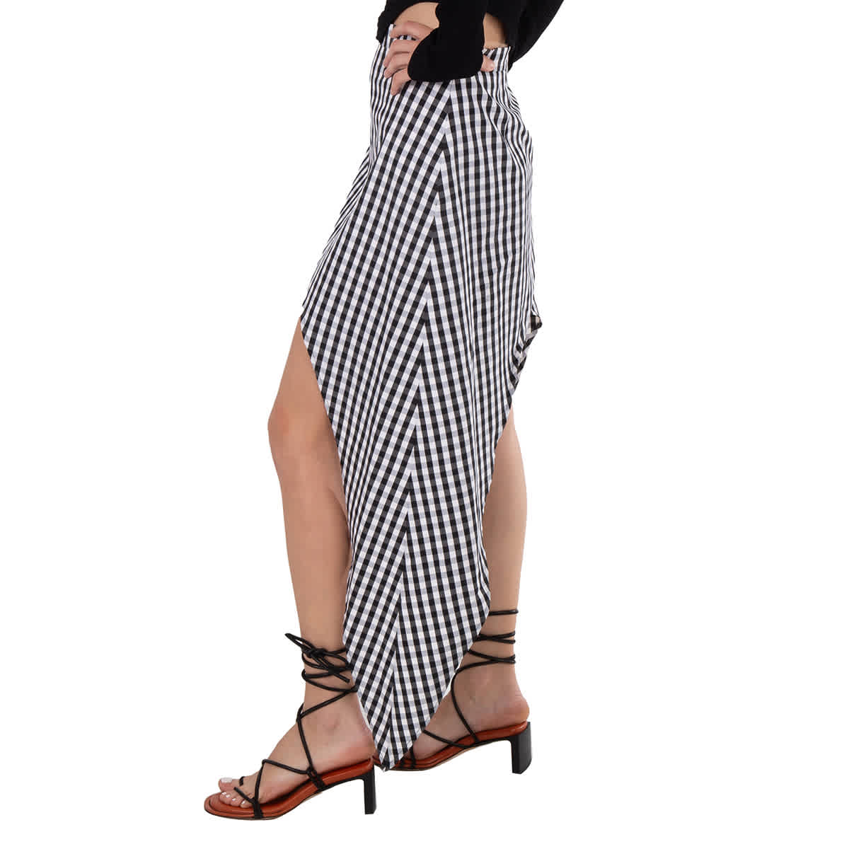 Burberry Ladies Black Gingham Scarf-tie Mini Skirt, Brand Size 4 (US Size 2)