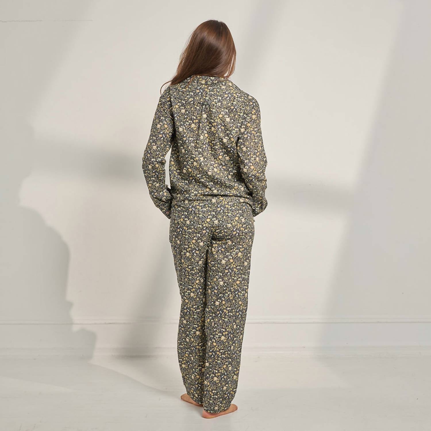 Floral Organic Cotton Long Pajama Set In Autumn Floral