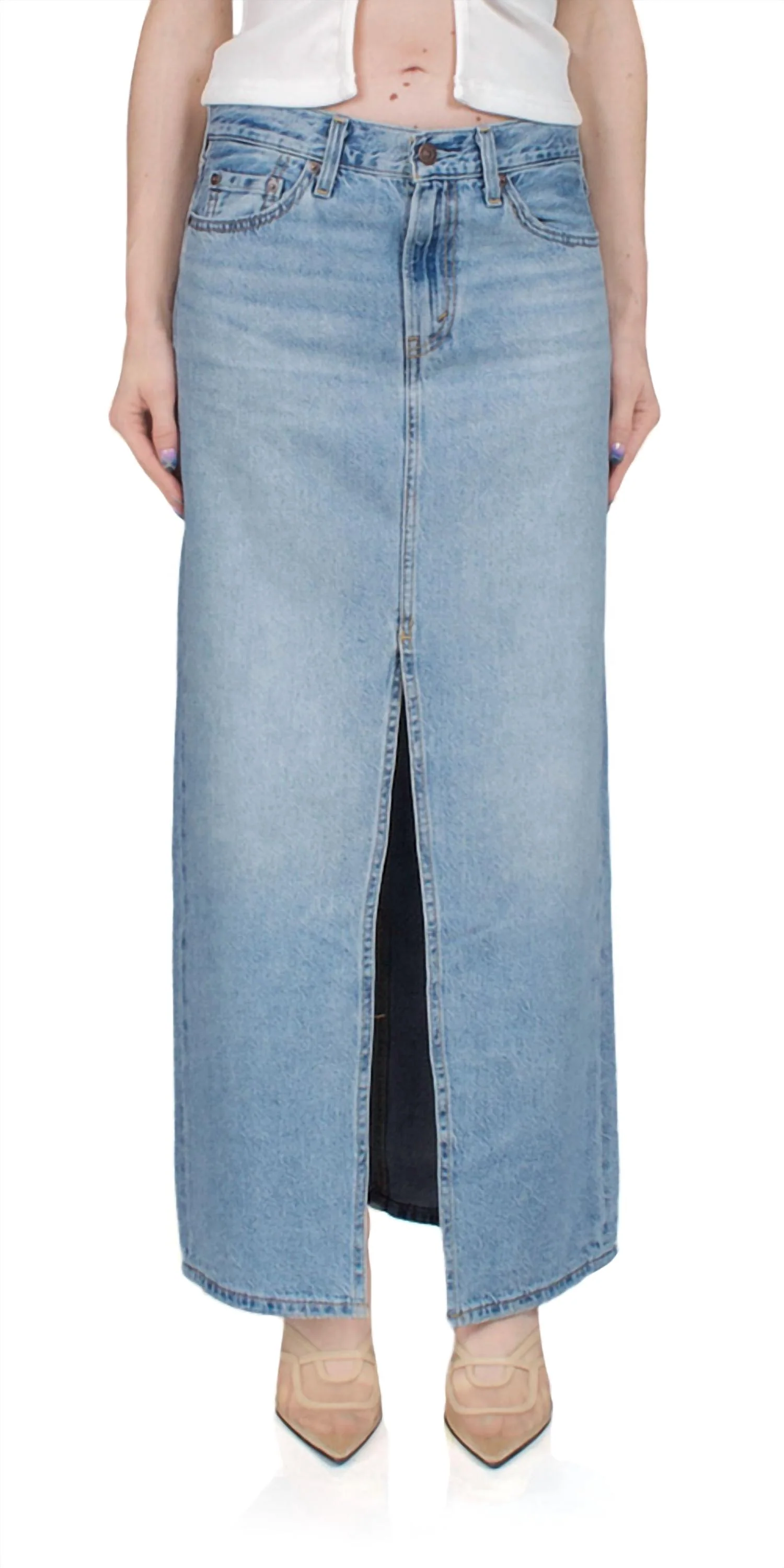 Ankle Column Skirt In Please Hold