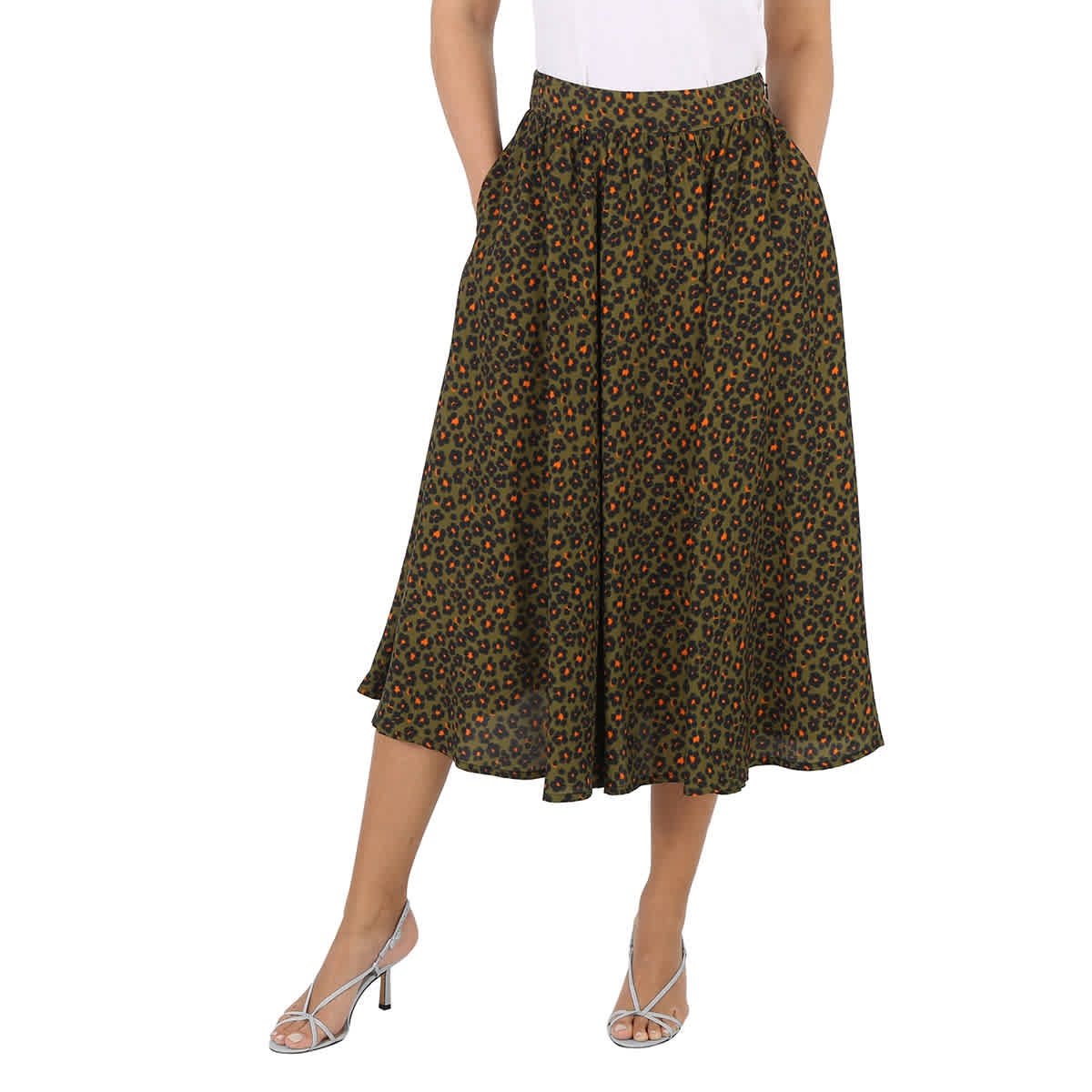 Kenzo Ladies Khaki Ditsy Floral Print Midi Skirt