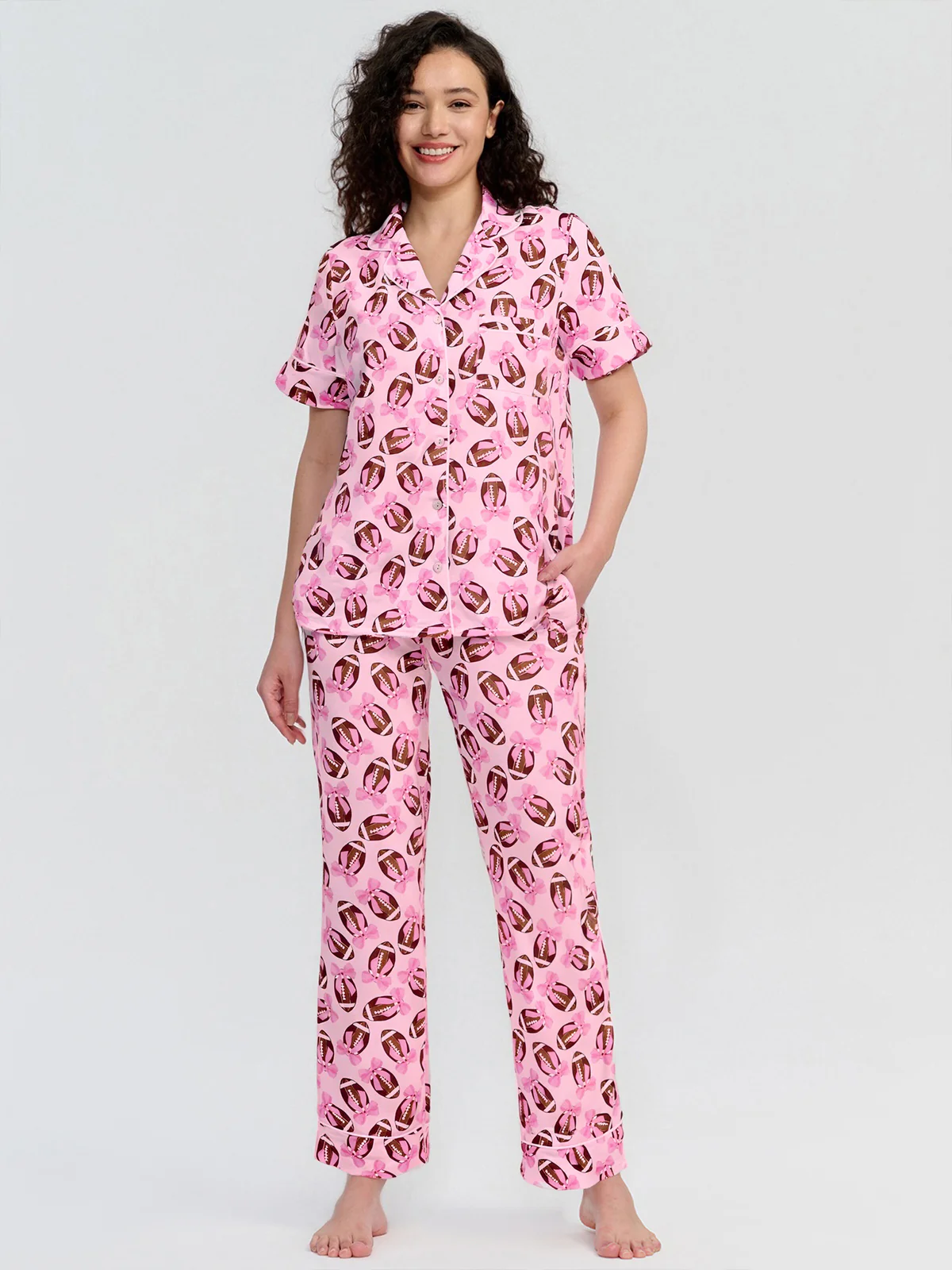 Football Short Sleeve Pajamas Set