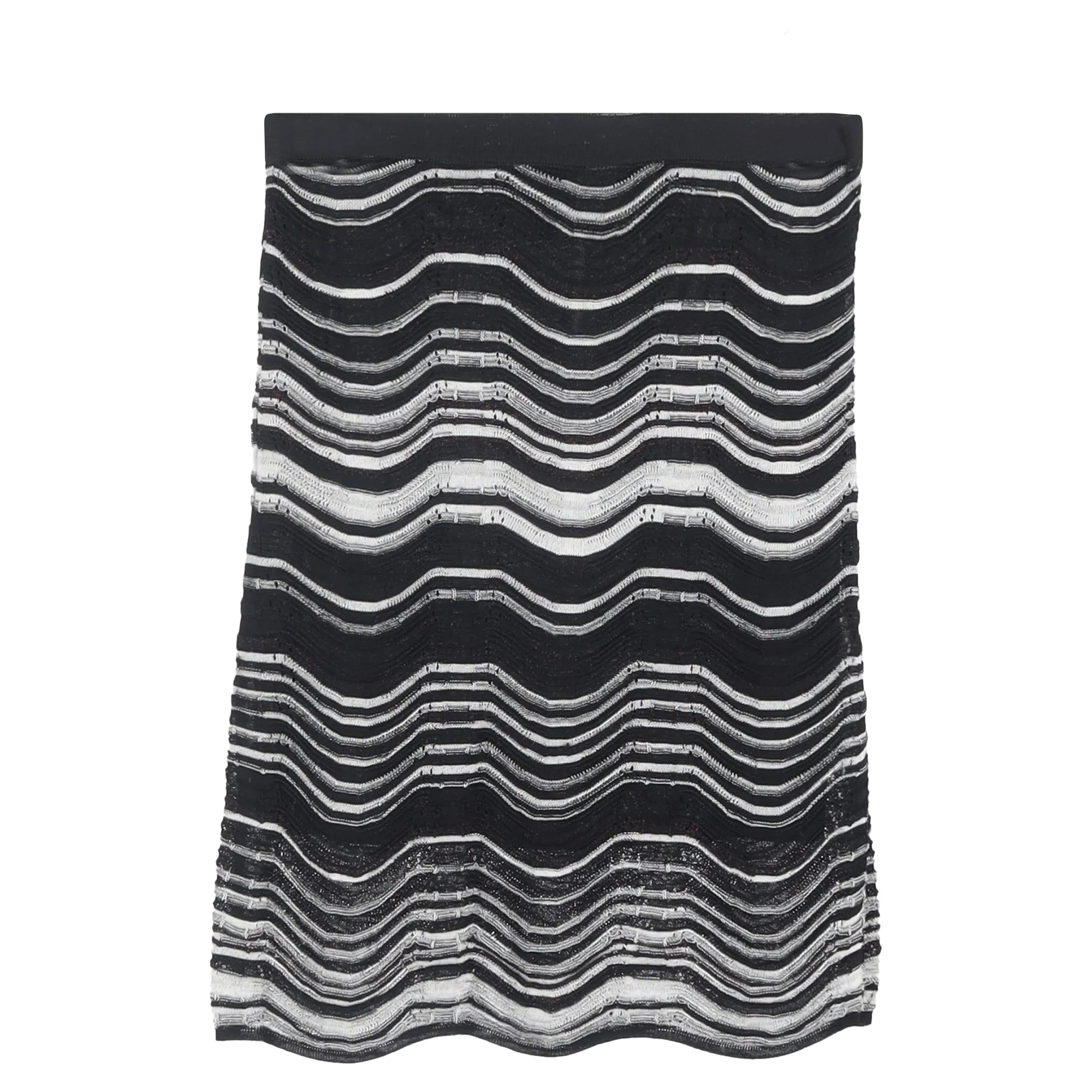 M Missoni Wave Mini Skirt in Black and White Cotton