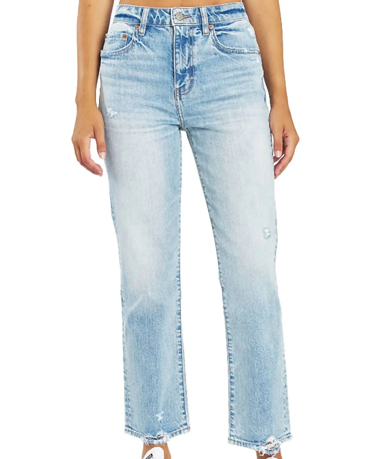 Straight Up High Rise Straight Jeans In Denim