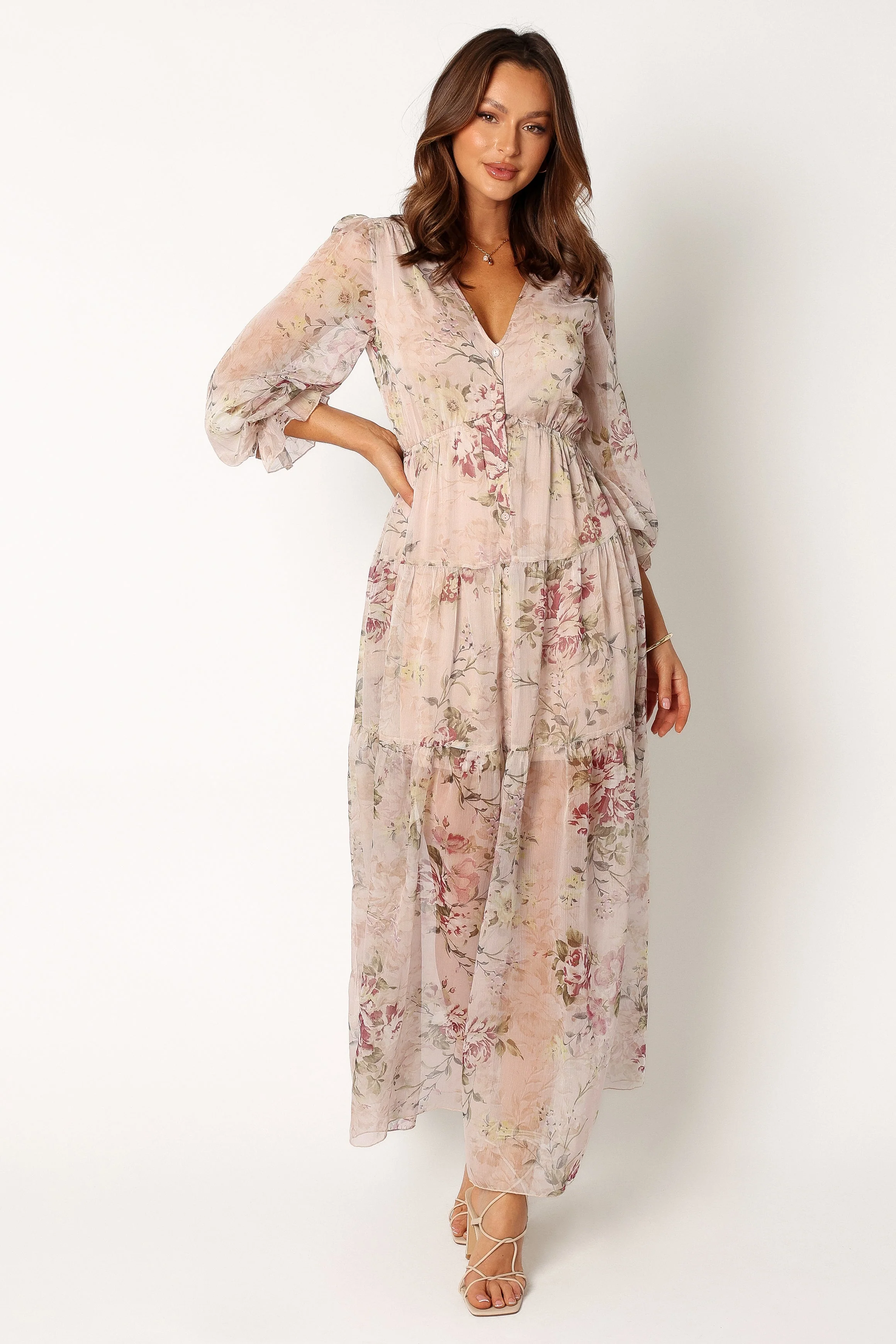 Maria Long Sleeve Maxi Dress - Cream