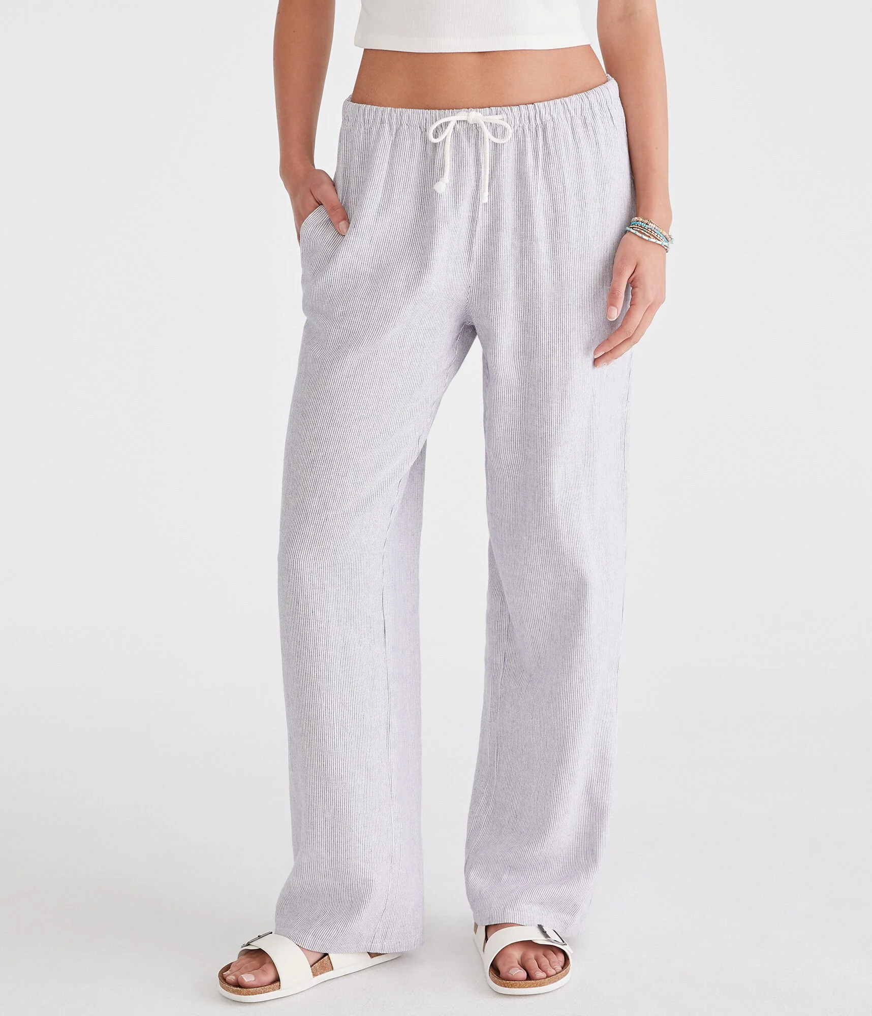 Aeropostale Striped Linen Drawstring Pants