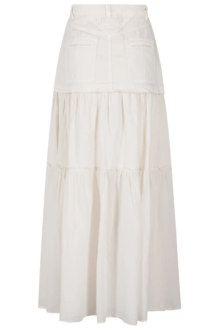 Ivory Voile Cotton Maxi Skirt