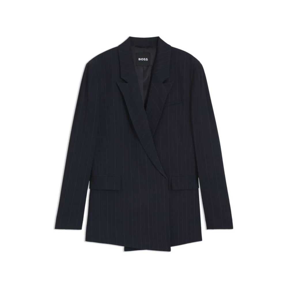 Relaxed-fit pinstripe blazer with concealed closure