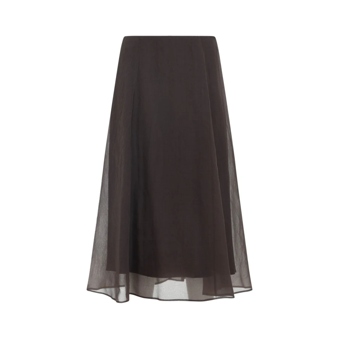 Dark Chocolate Silk Midi Skirt