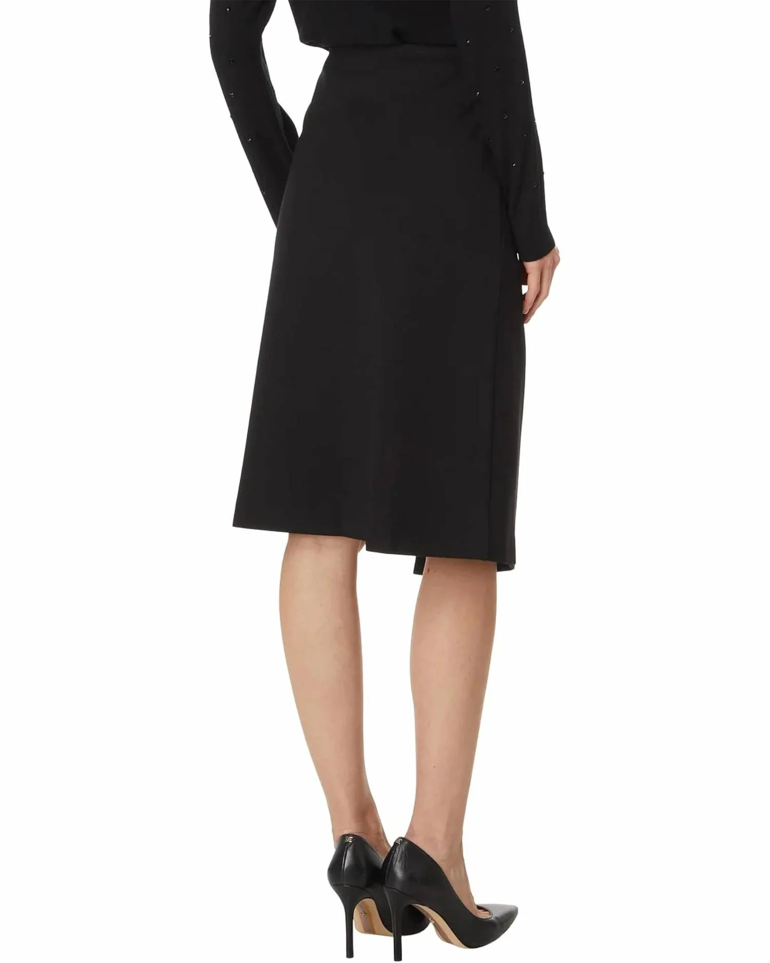 Asymmetric Ponte Skirt In Black