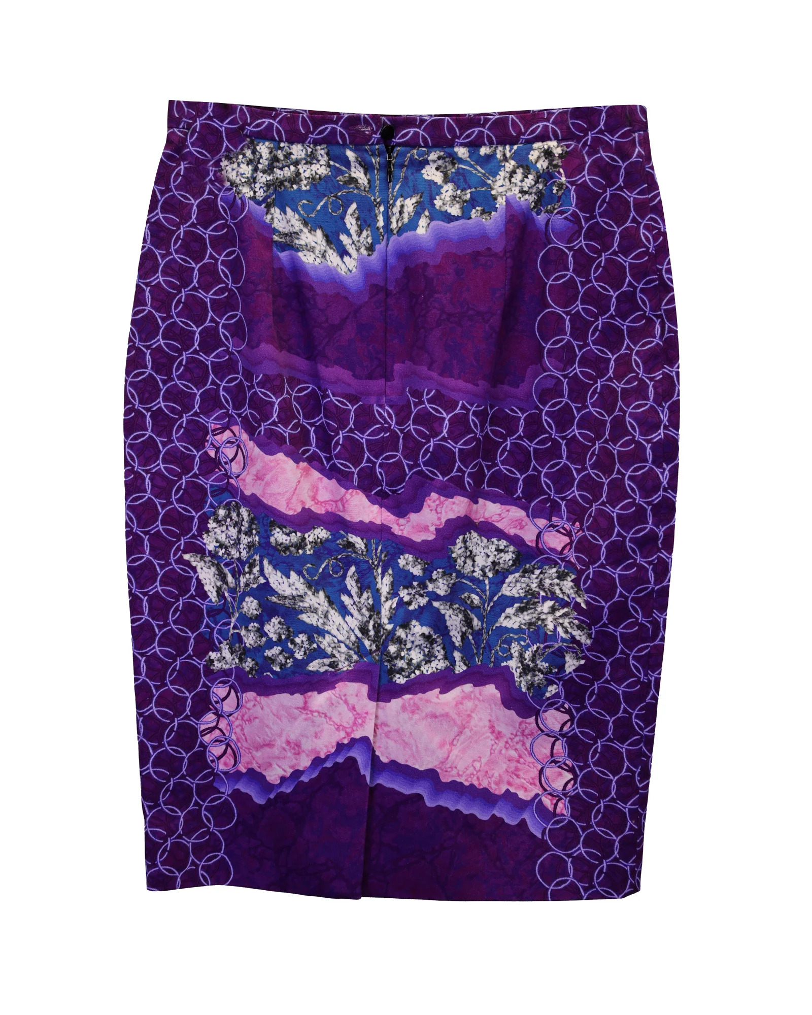 Peter Pilotto Printed Pencil Skirt in Purple Cotton