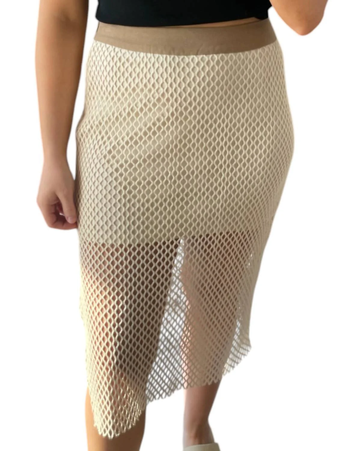 Net Midi Skirt In Natural
