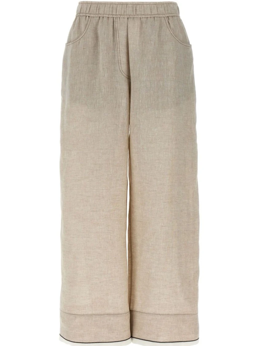 Relaxed Straight-Leg Trousers With Logo Patch