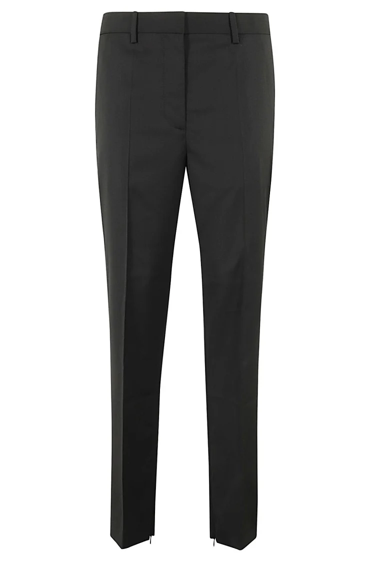 Cigarette-Style Slim Pants With Modern Zipper Detail
