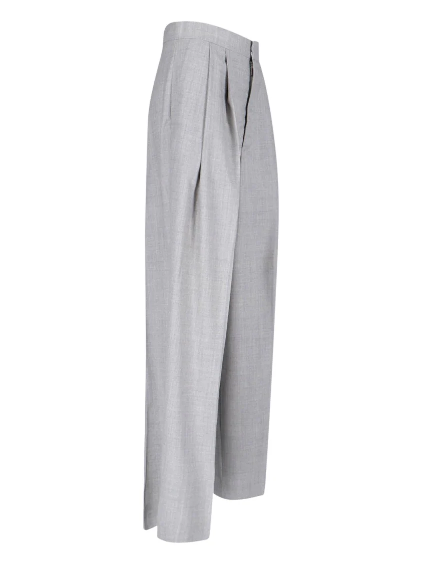 High-Waisted Wide-Leg Trousers With Front Pleat Design