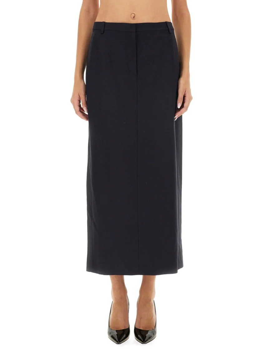 Tailored Midi Skirt With Smooth Waistband