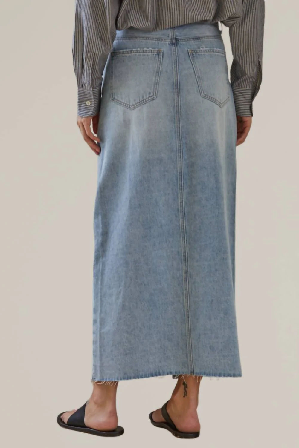 Maxi Denim Skirt In Light Wash
