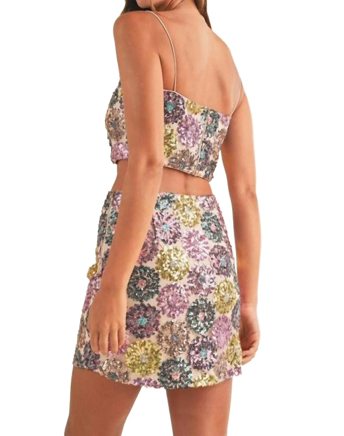 Sequin Skirt Set In Multicolor