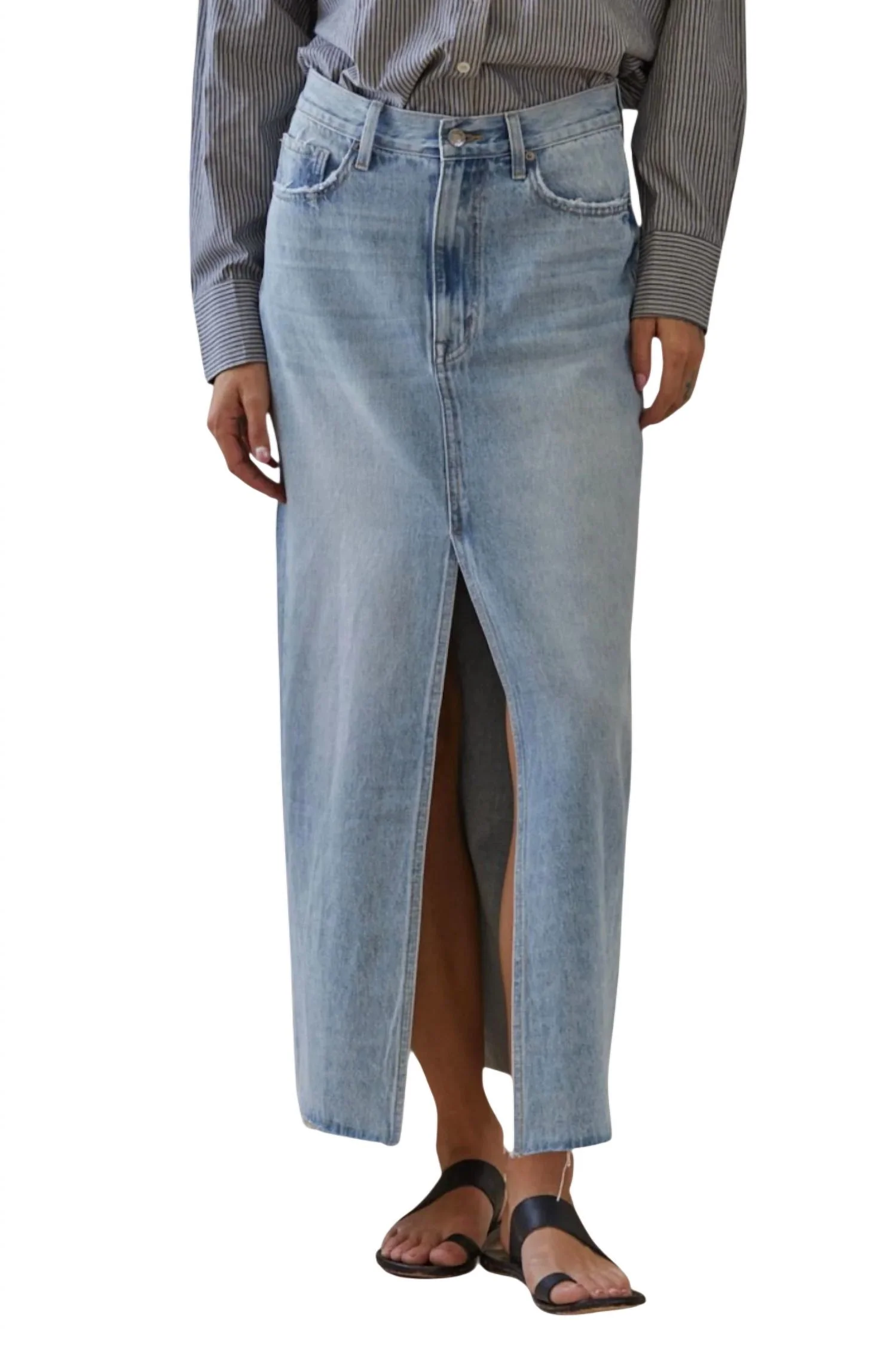 Maxi Denim Skirt In Light Wash