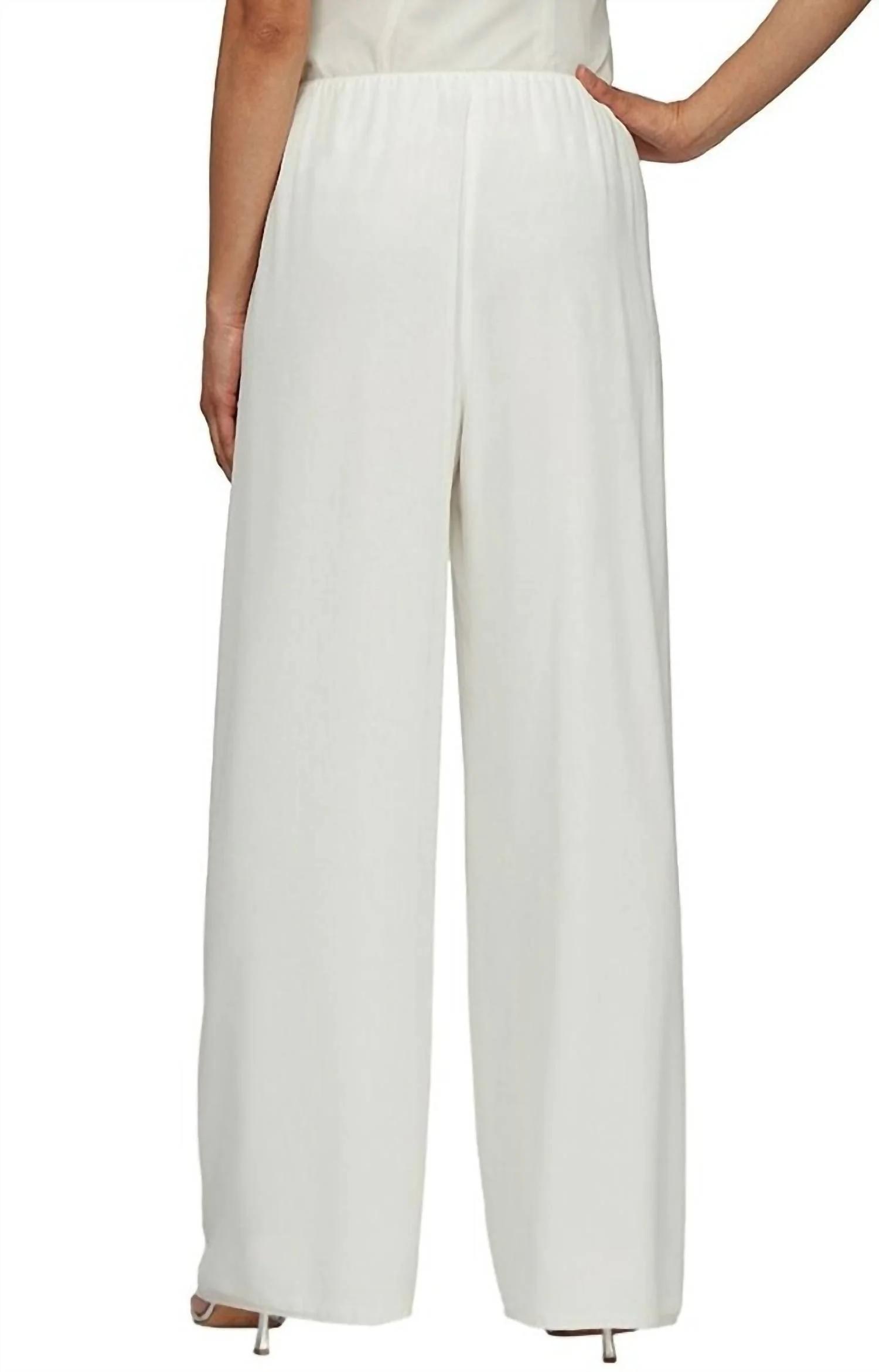 Chiffon Straight Leg Pant In Ivory