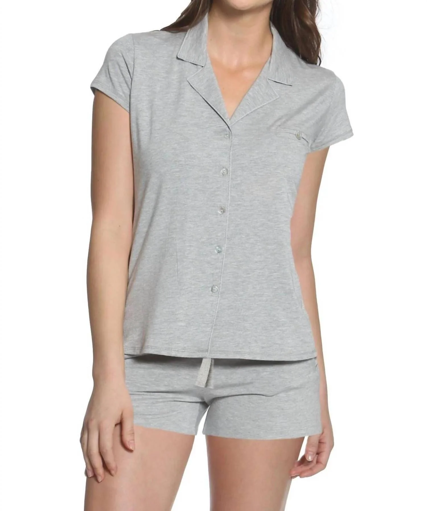 Brenda Short Pajama Set In Heather Gray