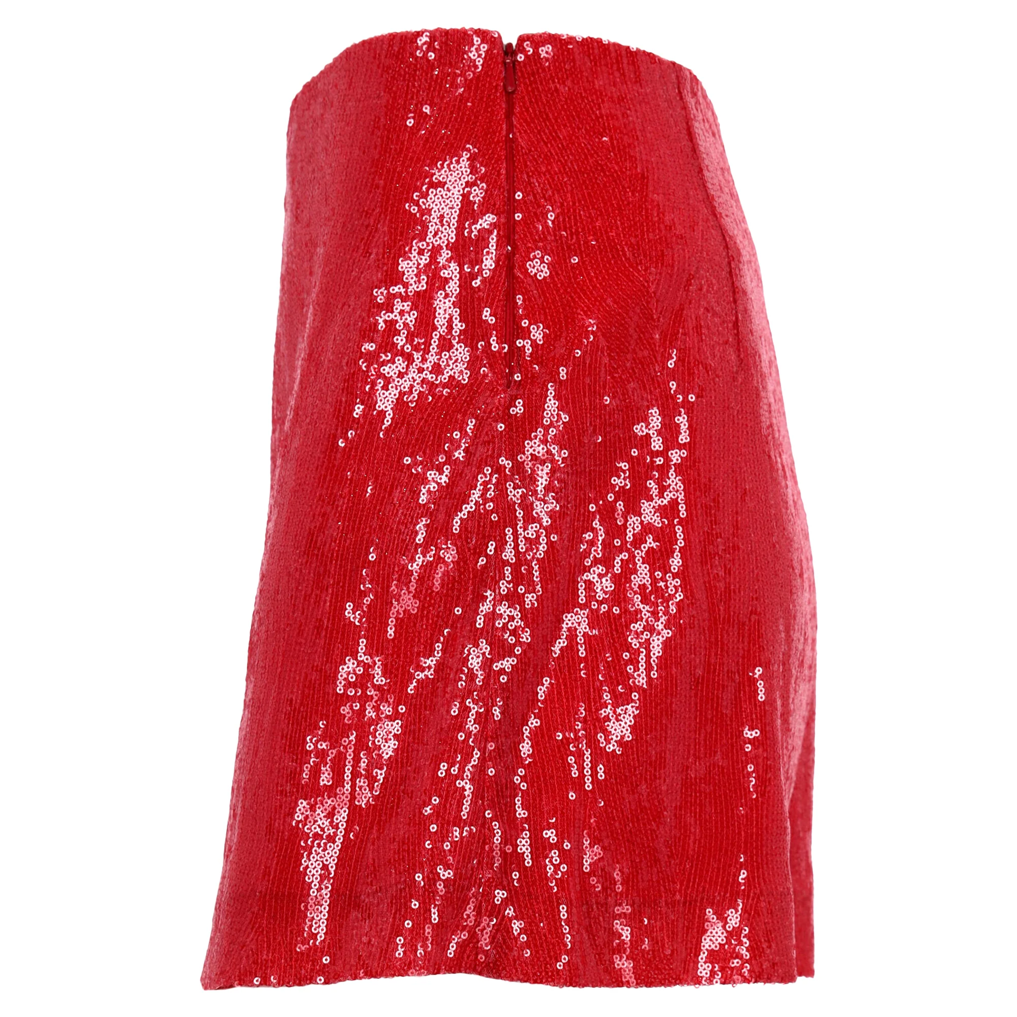 Alberta Ferretti Sequined Mini A-Line Skirt in Red Polyester