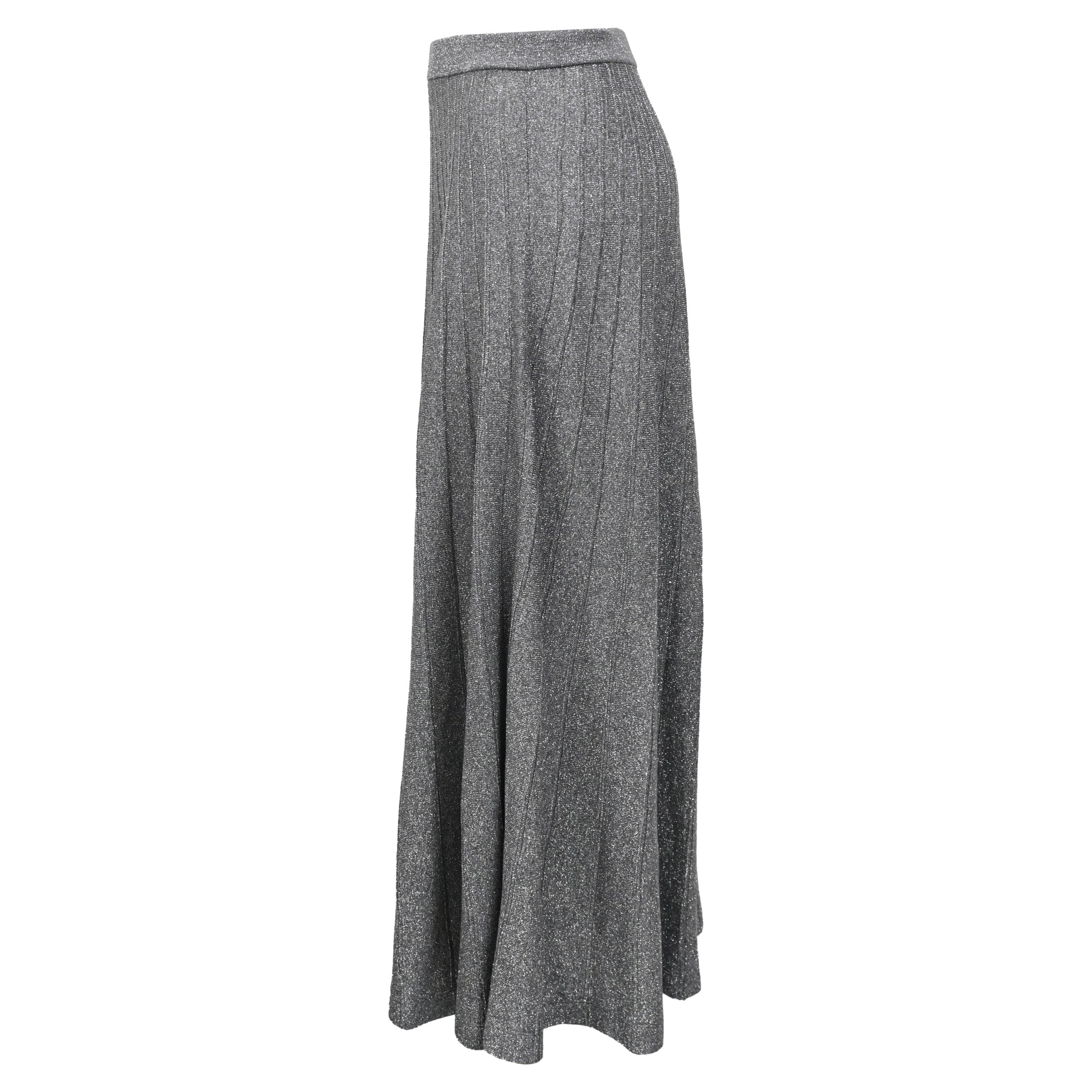 Joseph Pleated Lurex Midi Skirt in Grey Viscose