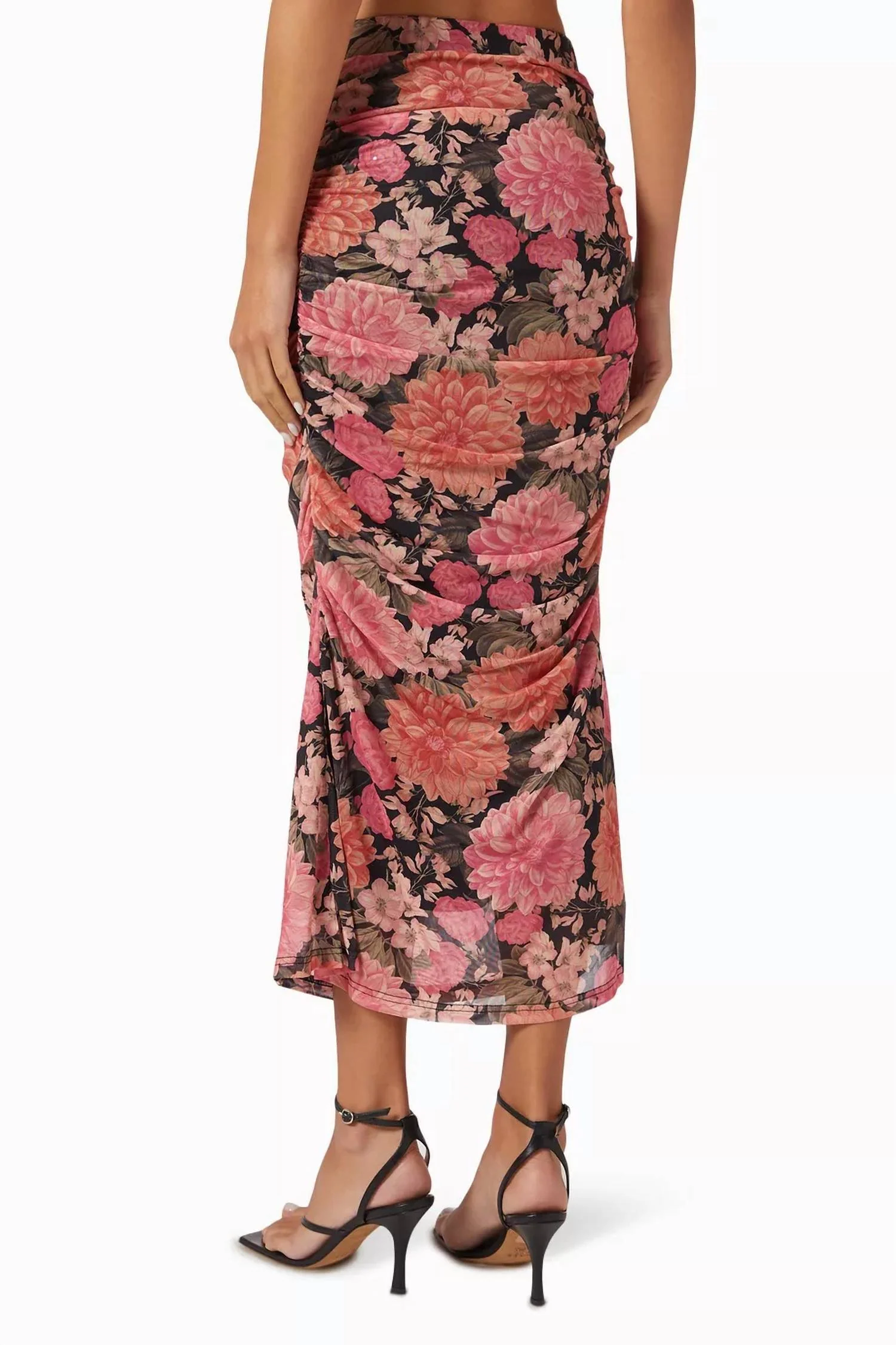 Yvaine Ruched Midi Skirt In Multi