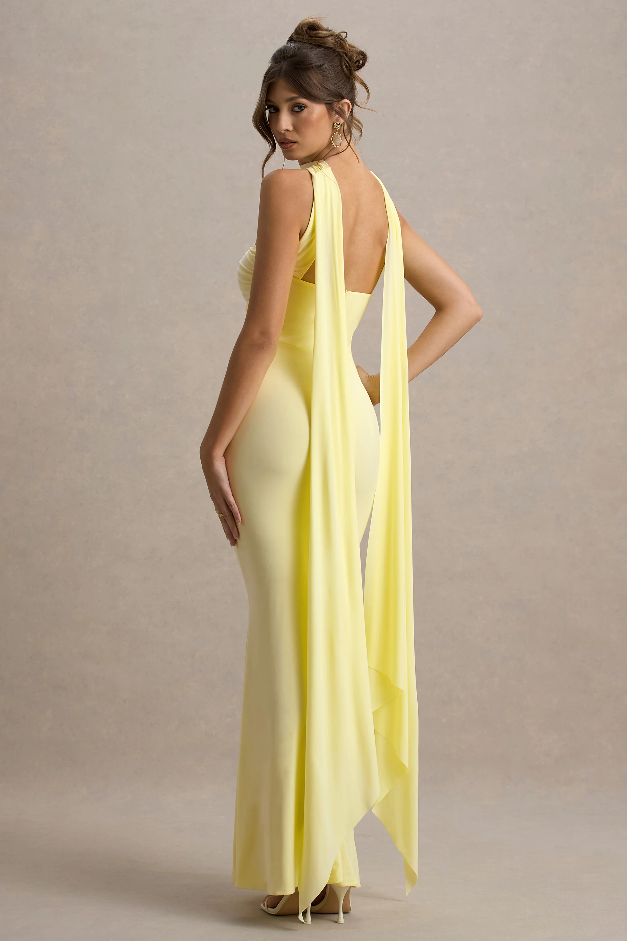 Rosabel | Lemon Sweetheart Maxi Dress With Sash