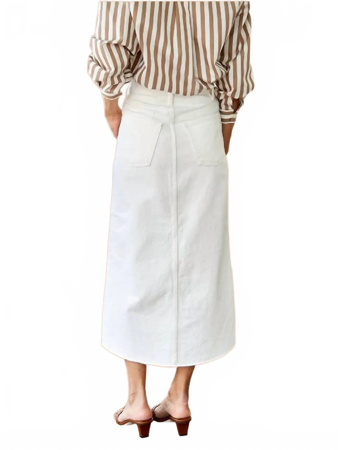 Shin-Grazing Hem Midaxi Skirt In Ecru