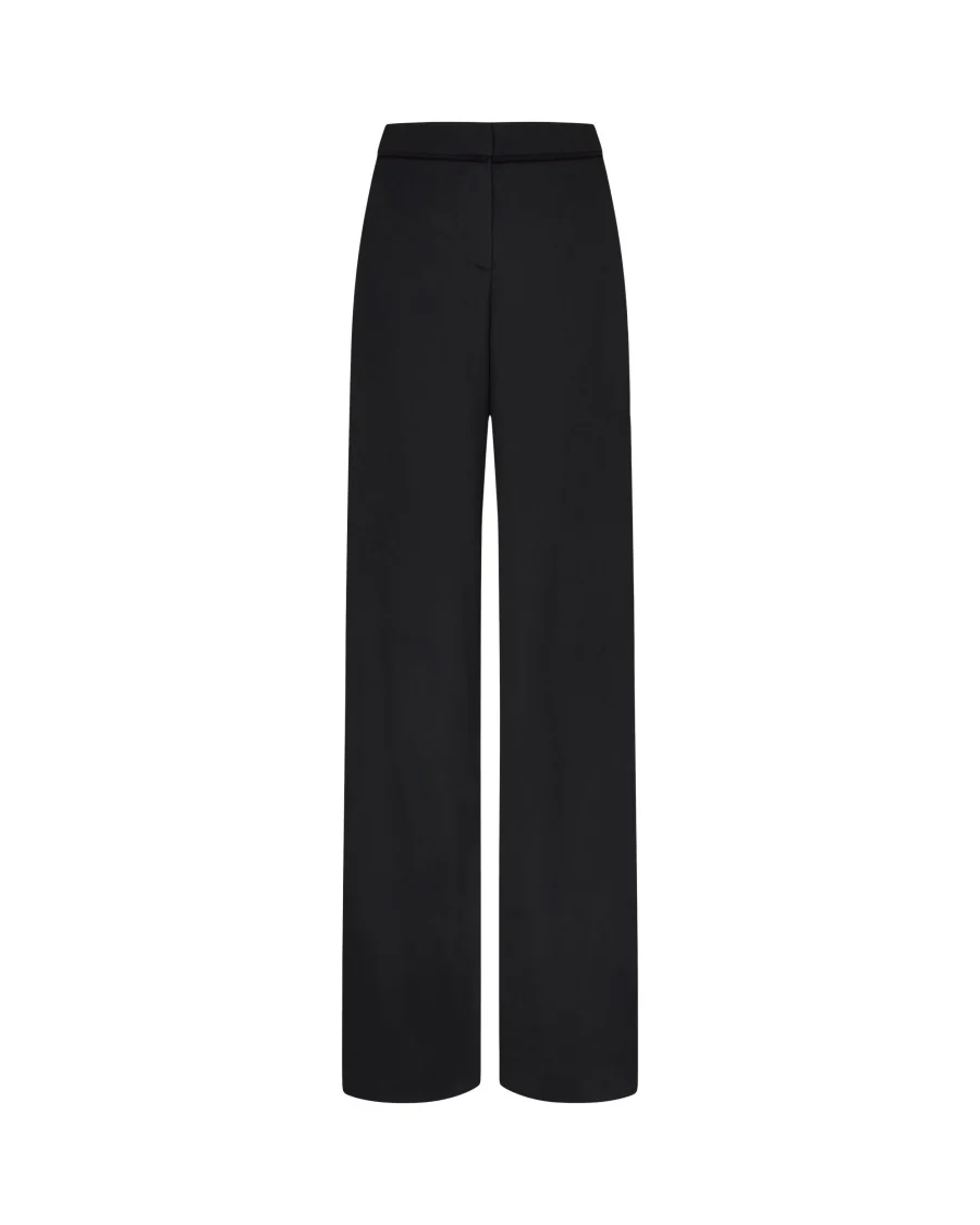Tailored Trouser With Georgette Trim - Black